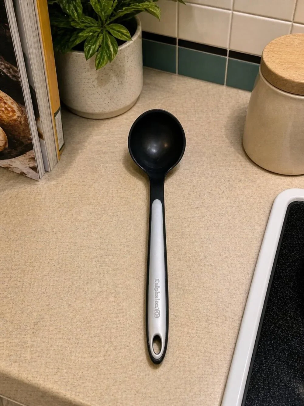 Calphalon Nylon & Silicone Long Handle‎ Black & Grey Ladle 13”